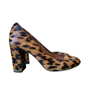 J. McLaughlin Sz 8 Mila Dyed Cow Hair Leopard Print High Heels